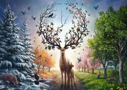 Deer at Day and Night 1000pc jigsaw puzzle