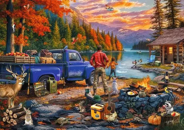 Sunset Lake 300pc Large Piece jigsaw Puzzle