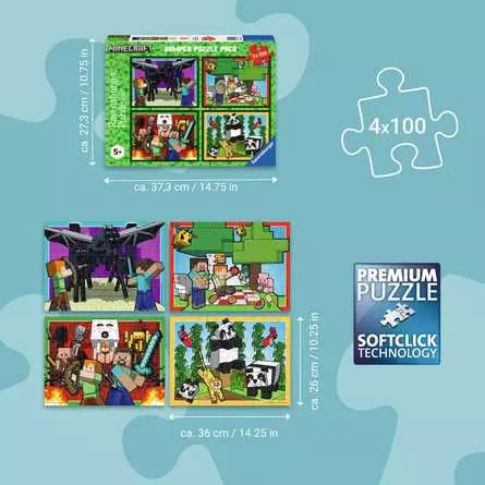 Minecraft Bumper Puzzle Pack 4X100pc