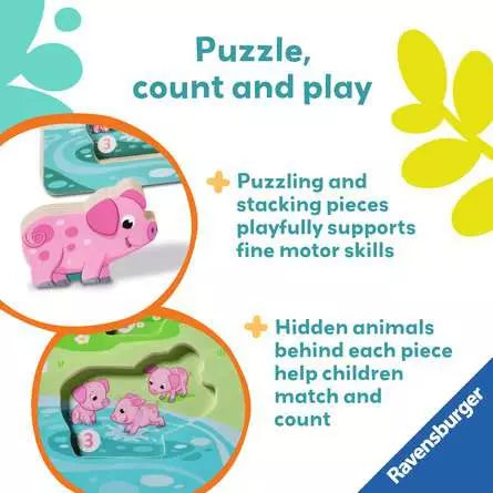 Magnetic Wooden Count & Play puzzle - On the Farm