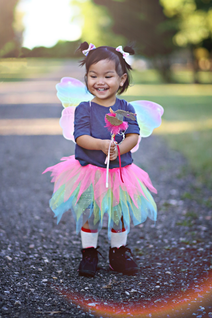 Neon Rainbow Skirt with Wings and Wand Size 4-6