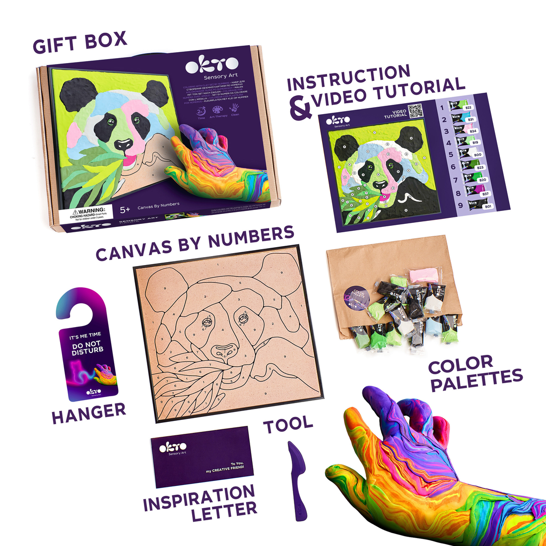 Oktoclay & Painting Kit By Numbers Panda
