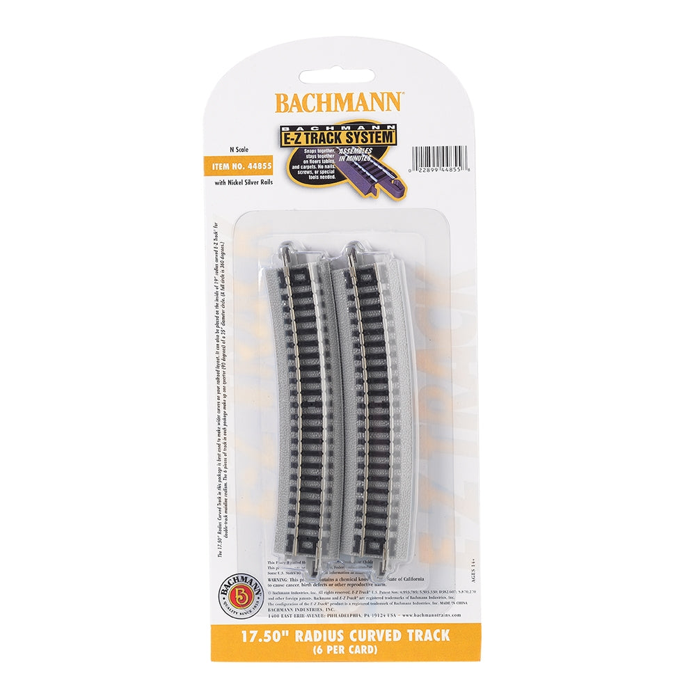 N Scale E-Z Track 17.50" Radius Curved Track (6 pack)
