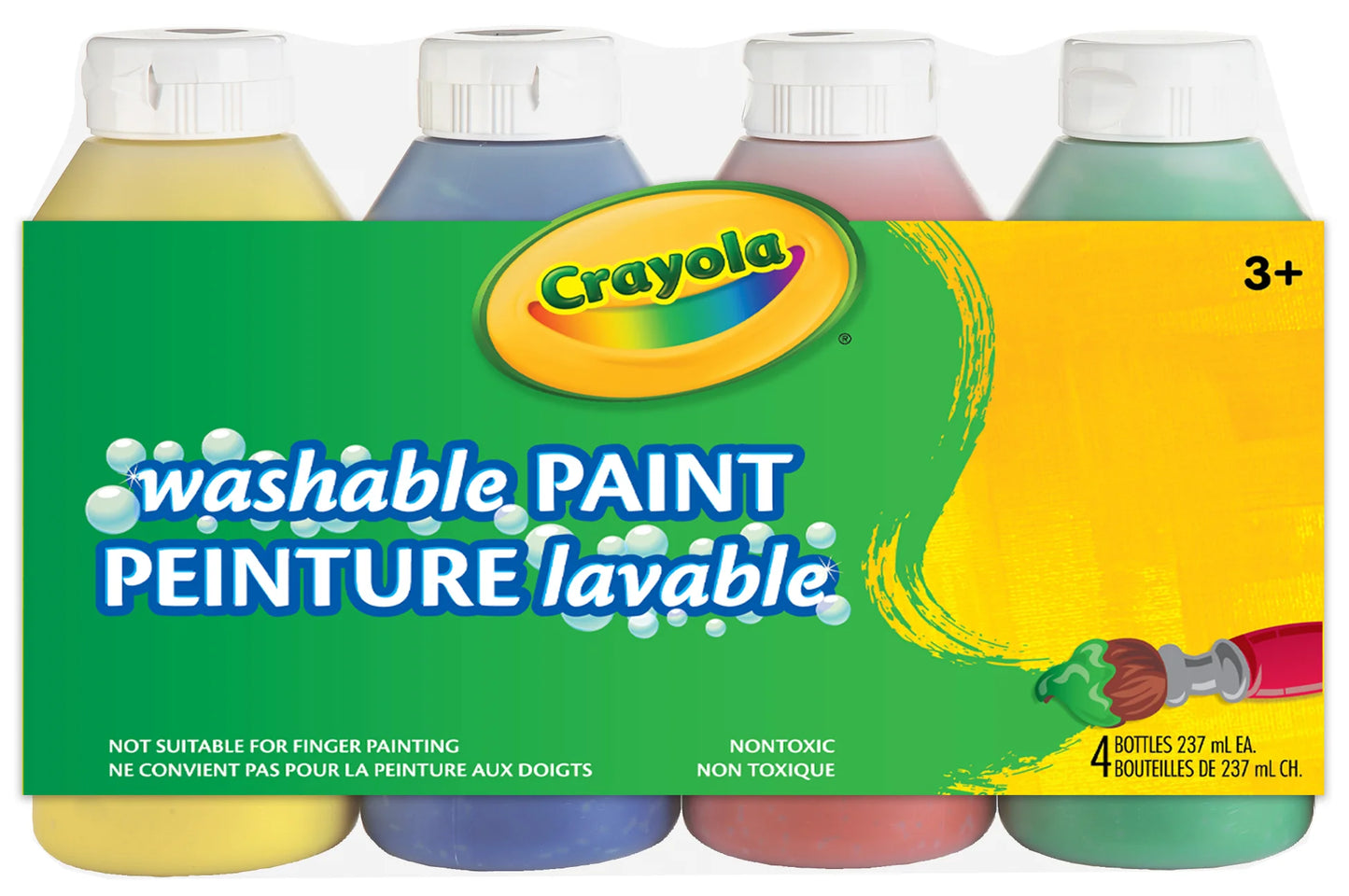 Washable Paint Blue/Red/Green/Yellow 237ml. each