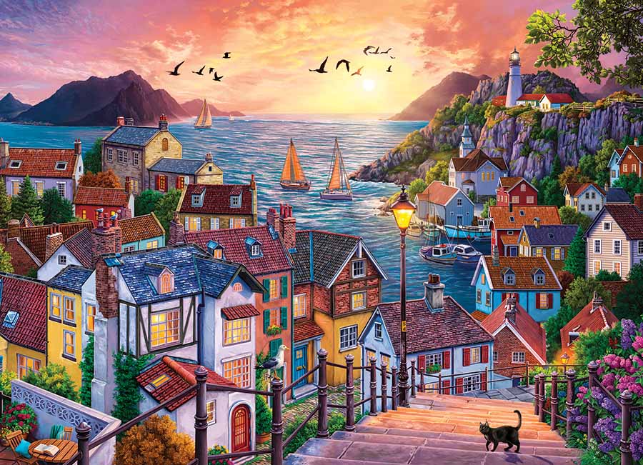Coastal Town at Sunset 1000pc