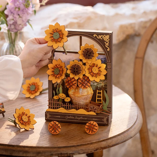 Artistic 3D Golden Sunflower
