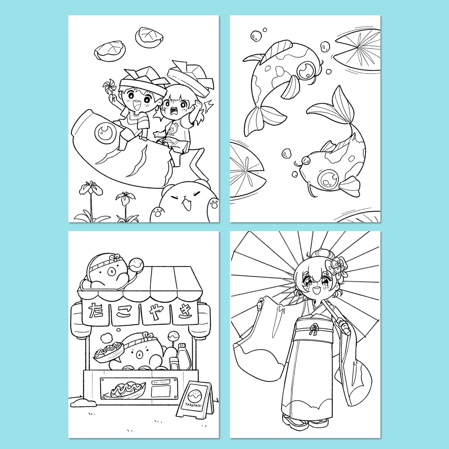 Anime Coloring Book Japanese Adventures