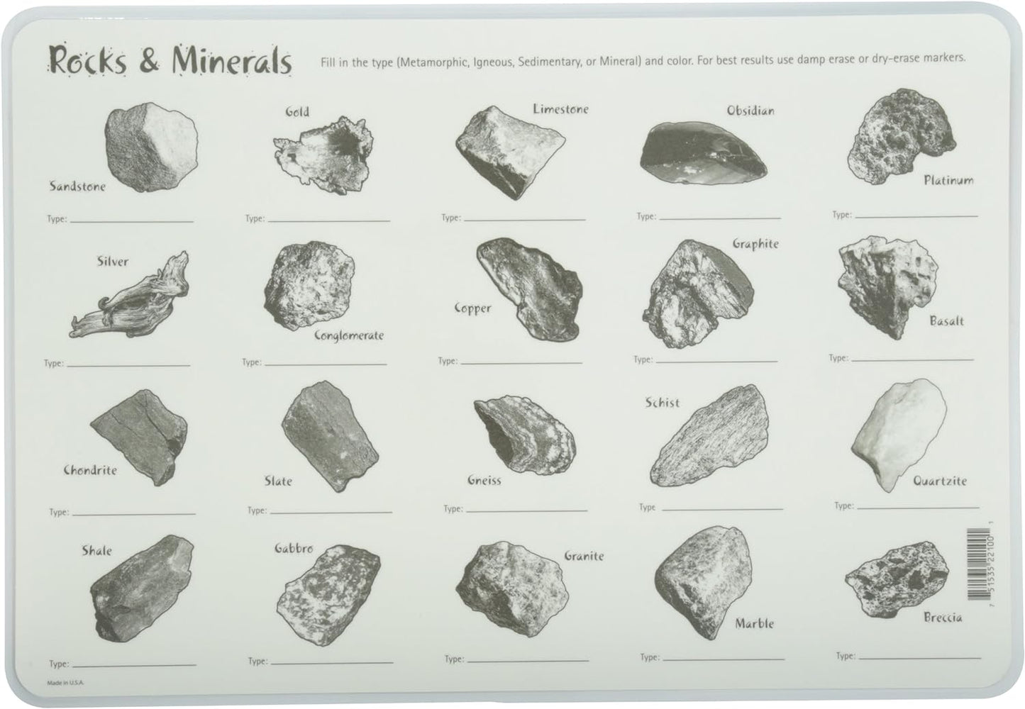 Rocks and Minerals Placement