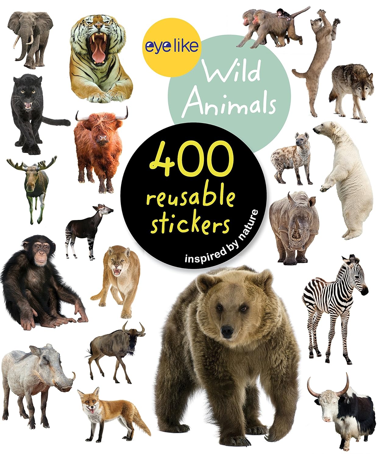 Eyelike Wild Animals Reusable Sticker Book