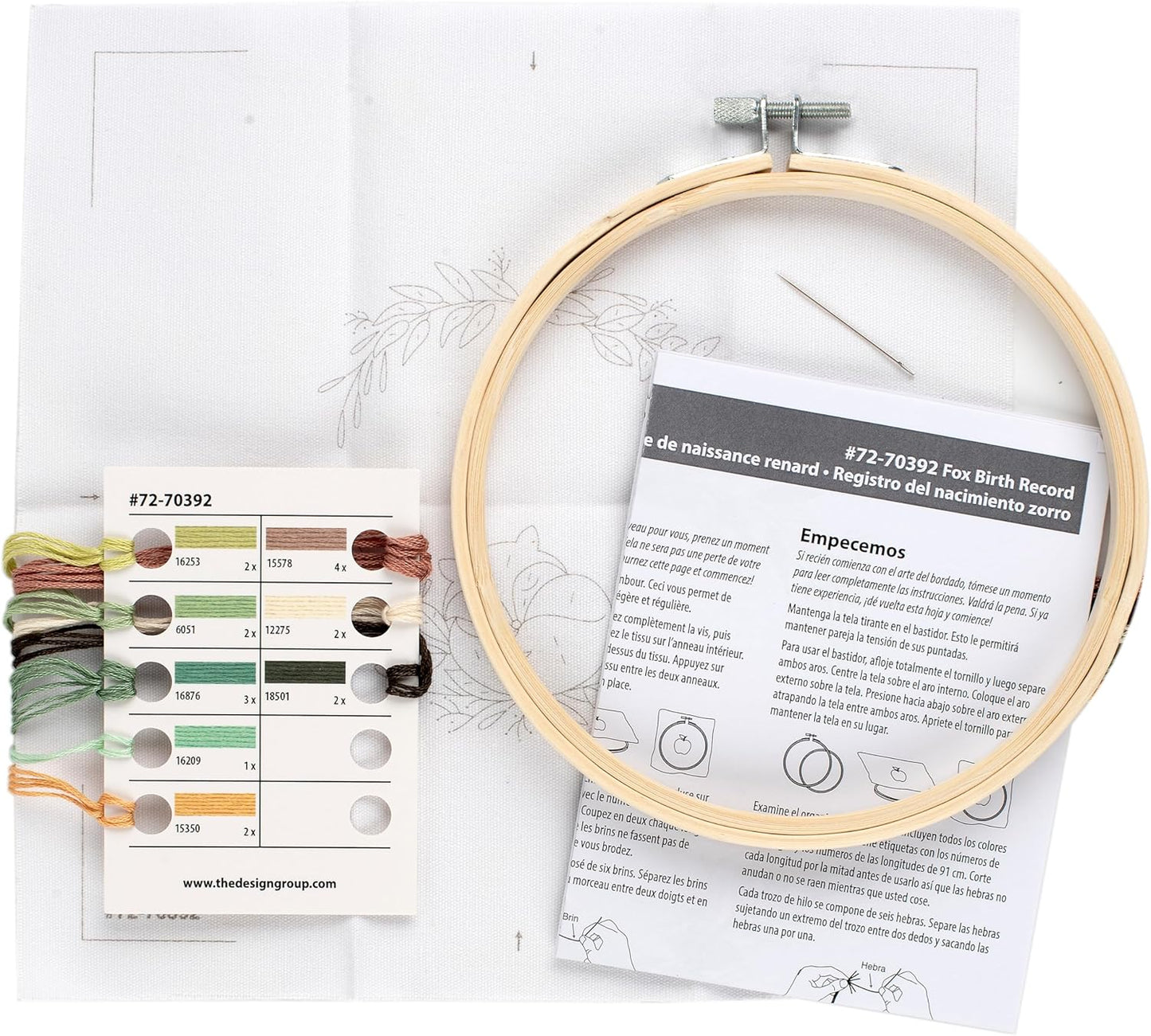 Fox Birth Record Embroidery Kit 6"