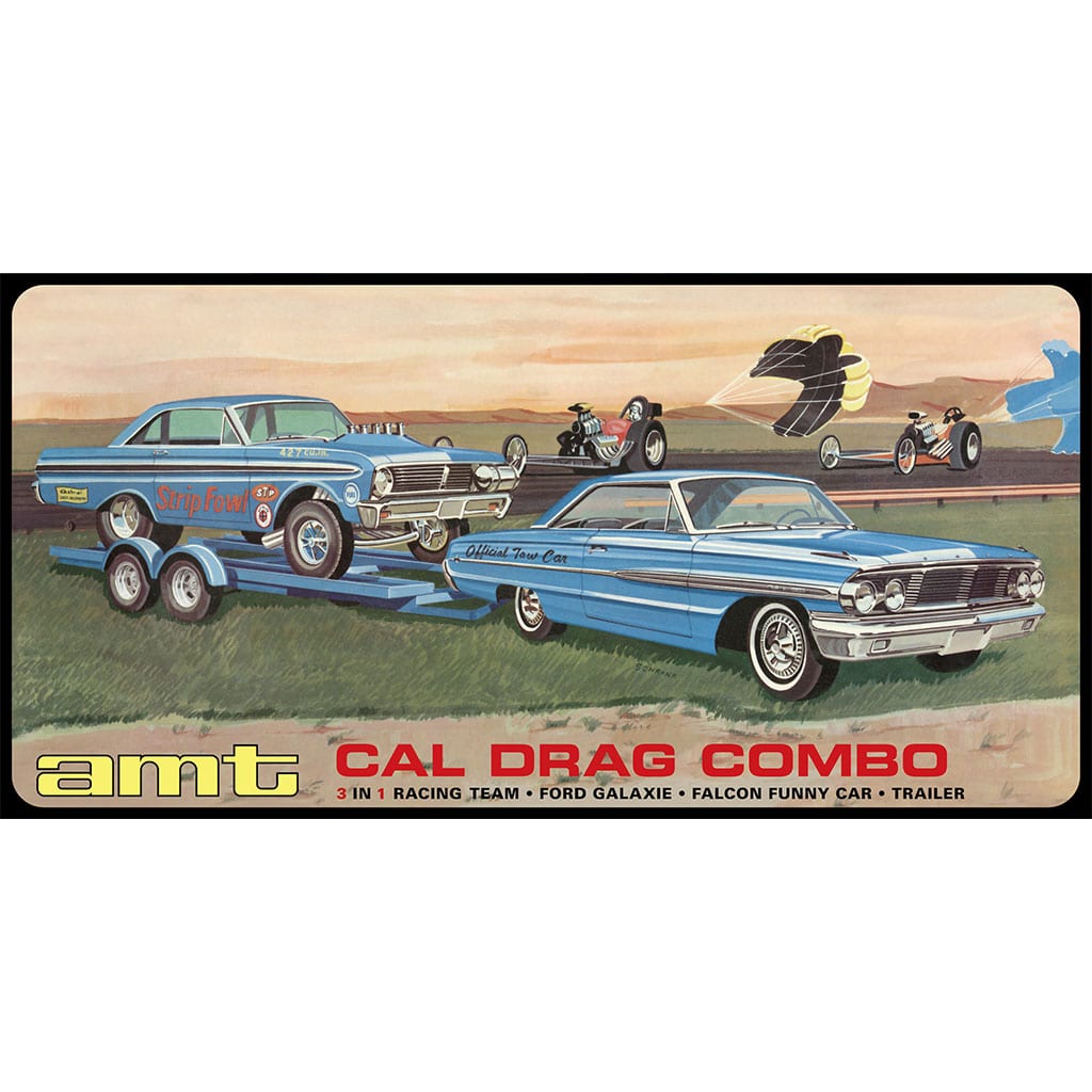 Cal Drag Combo Ford Galaxie-Falcon Funny Car-Trailer 1/25