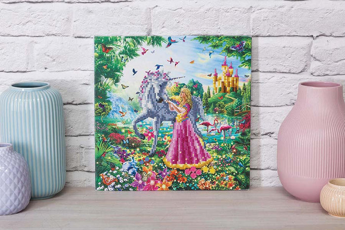 Crystal Art Mounted Kit The Princess & The Unicorn 11.8X11.8"