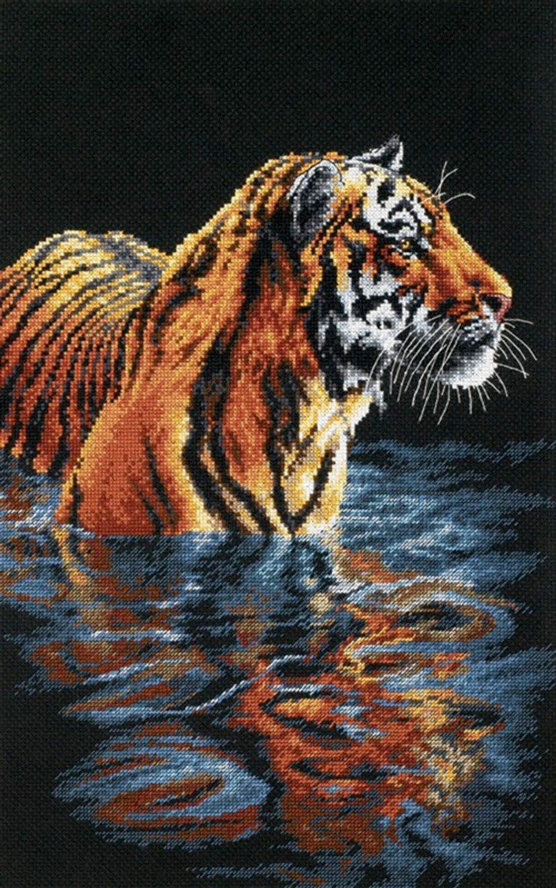 Tiger Chilling Out Counted Cross Stitch 9X14"