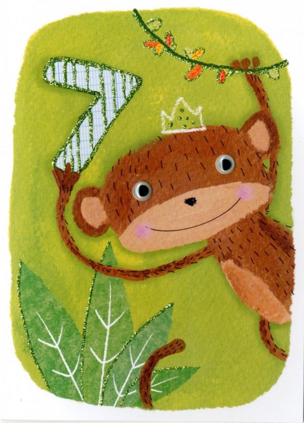 7 Birthday Monkey Blank