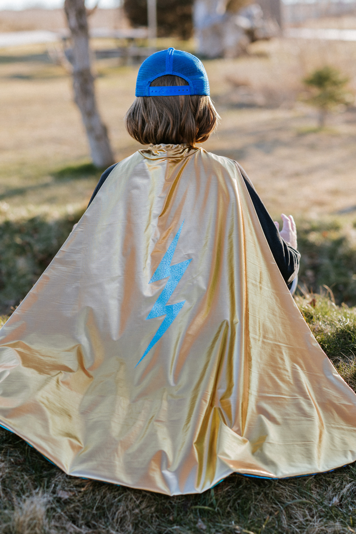 Blue Lightning Holo Reversible Cape Age 5-6