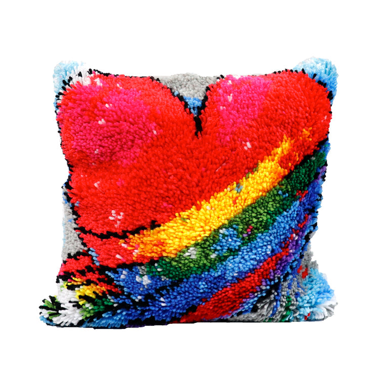 Latch Hook Rug Kit Heart Pillow Cover 17X17" Kit
