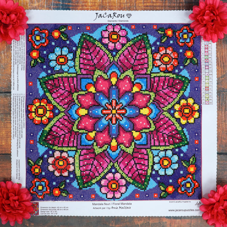 Diamond Floral Mandala 16X16"