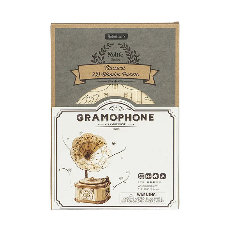 3D Wooden Puzzle Gramophone