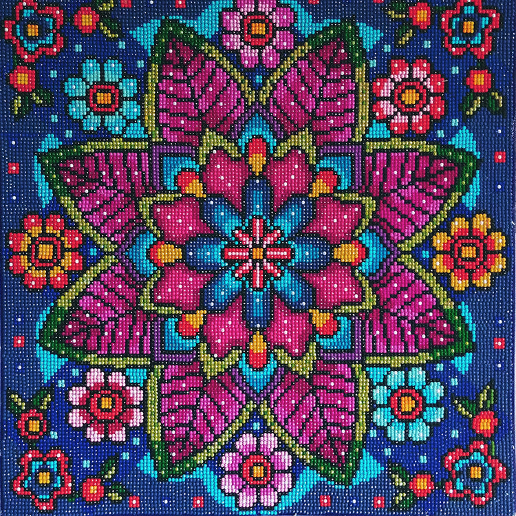 Diamond Floral Mandala 16X16"