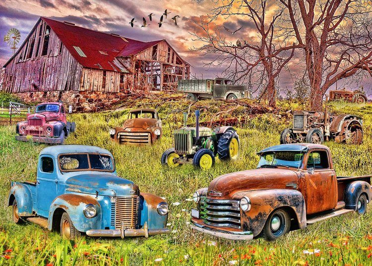 Old Trucks & Tractor 1000pc