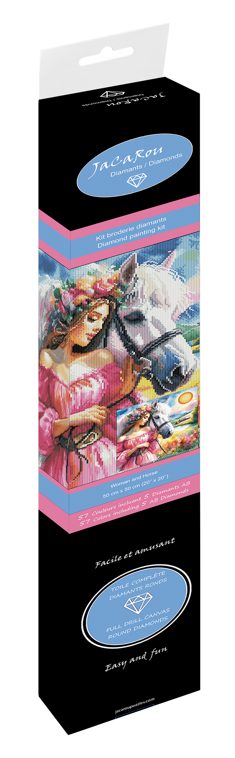 Diamonds Woman & Horse 20X20"