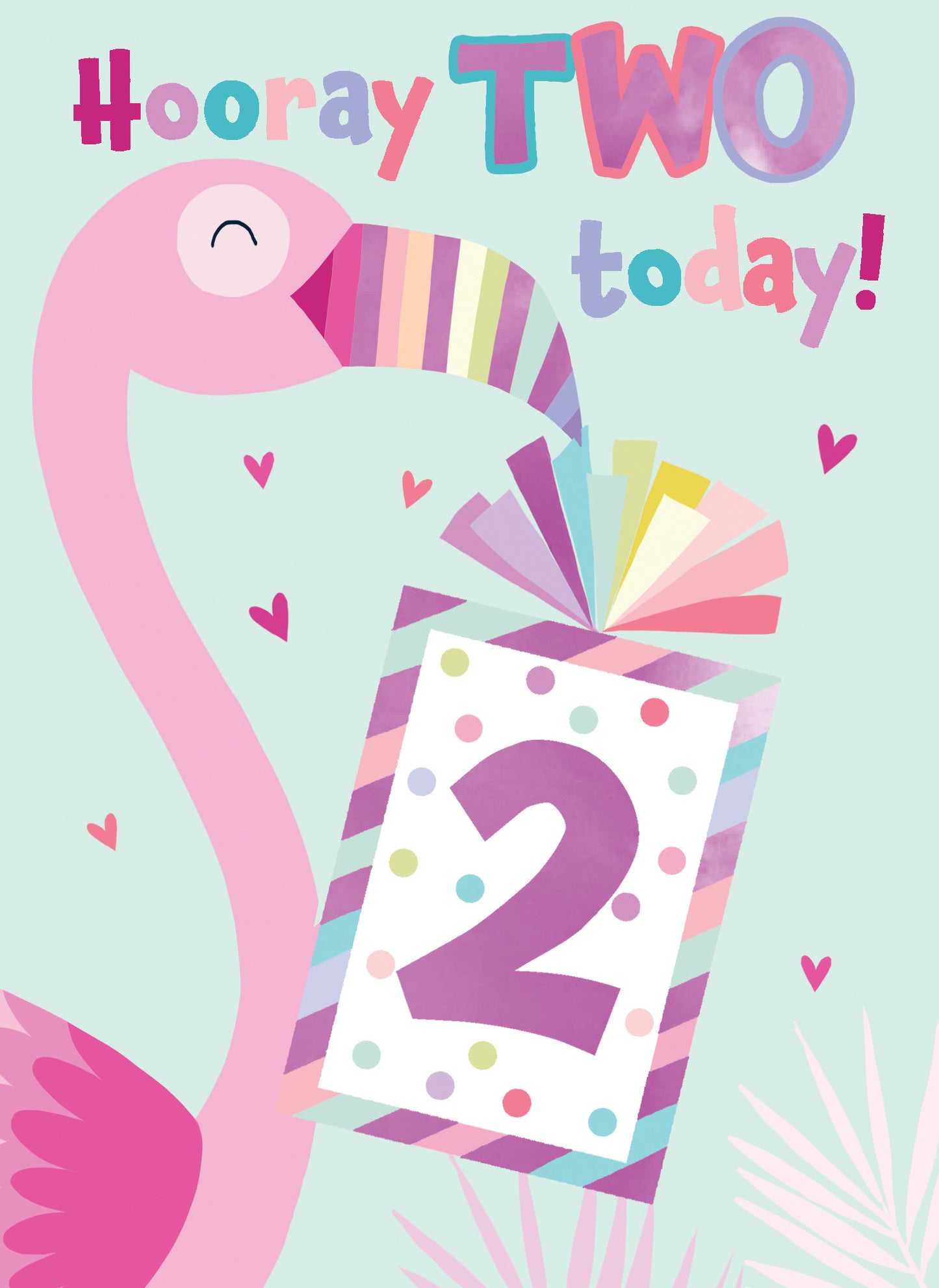 Hooray Two Today! Flamingo Birthday Card