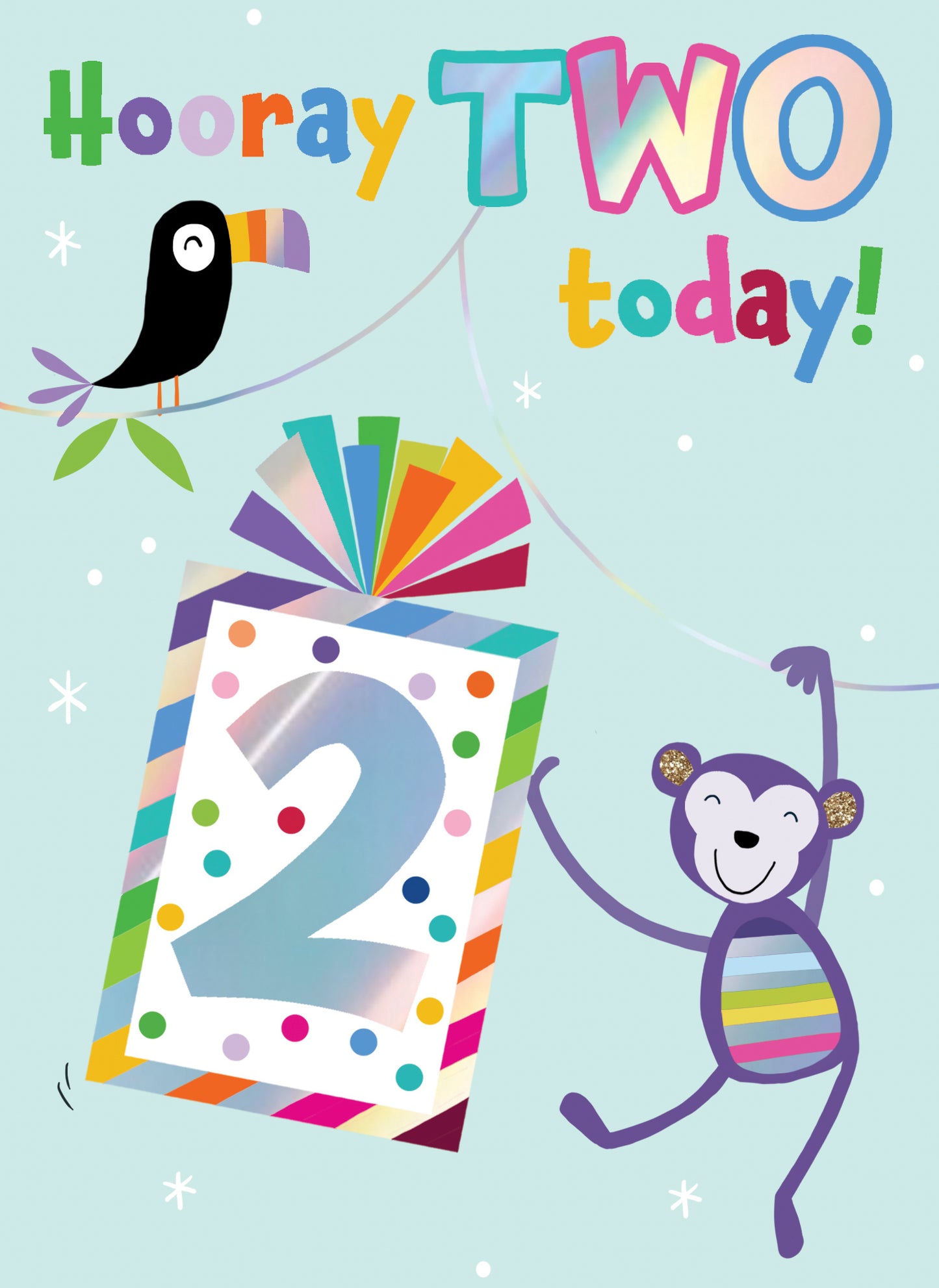 Hooray Two Today! Monkey Birthday Card
