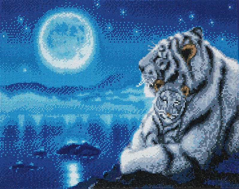 Crystal Art Mounted Kit Lullaby White Tigers 16X20"