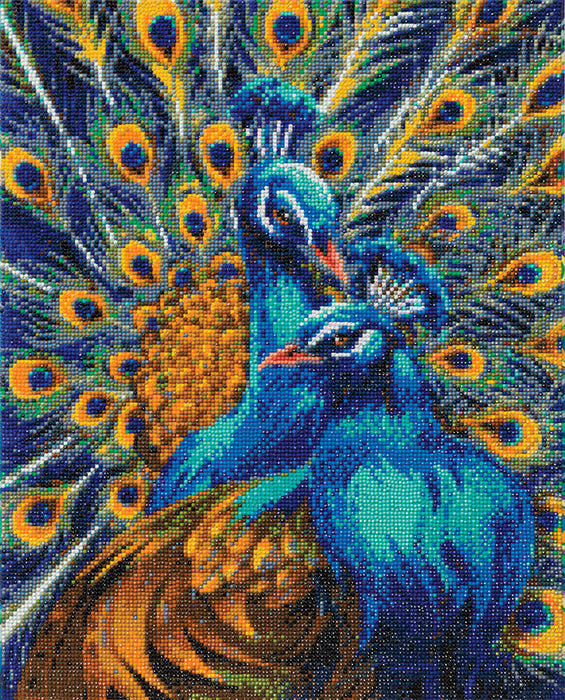 Crystal Art Mounted Kit Blue Rhapsody Peacocks 20X16"