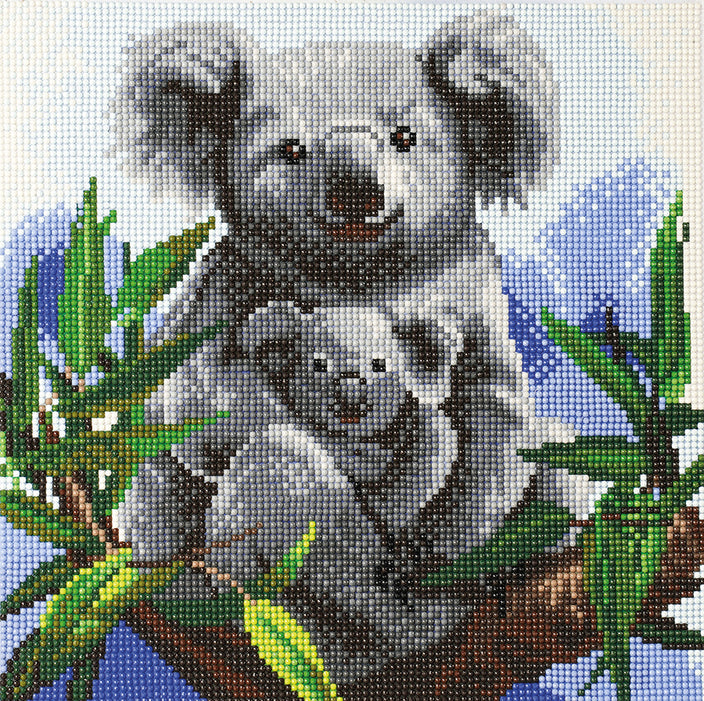 Crystal Art Mounted Kit Cuddly Koalas 11.8X11.8"