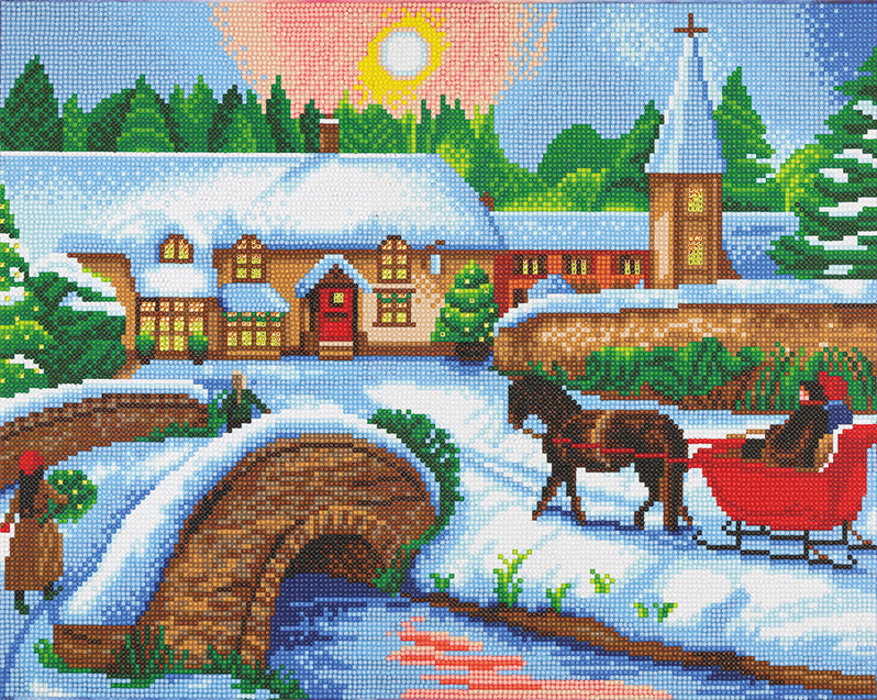 Crystal Art Mounted Kit Winter Village 16X20"