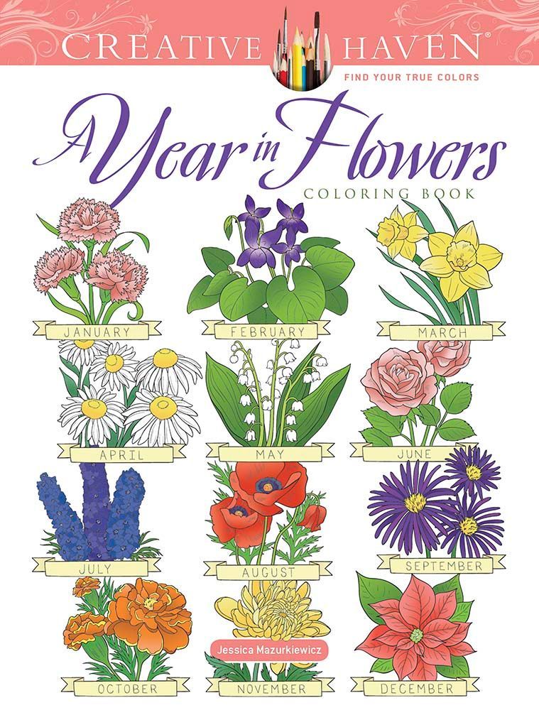 A Year in Flowers Coloring Book