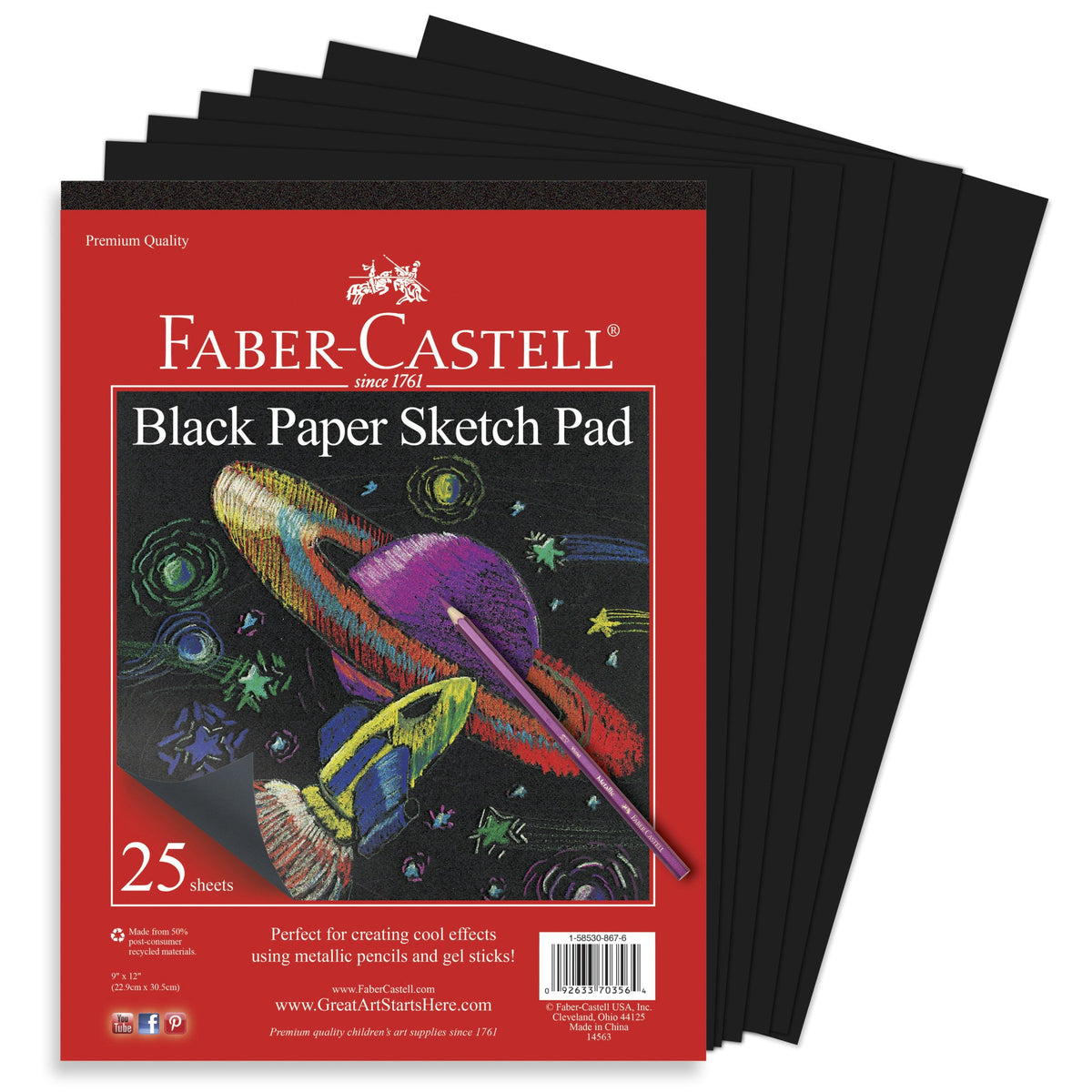 Black Paper Pad 9X12" 25 sheets