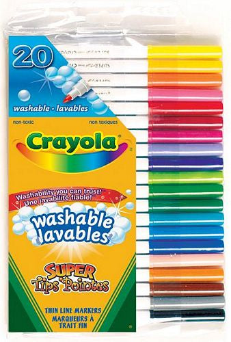 Crayola Washable Markers, Nontoxic, Super Tips - 20 markers