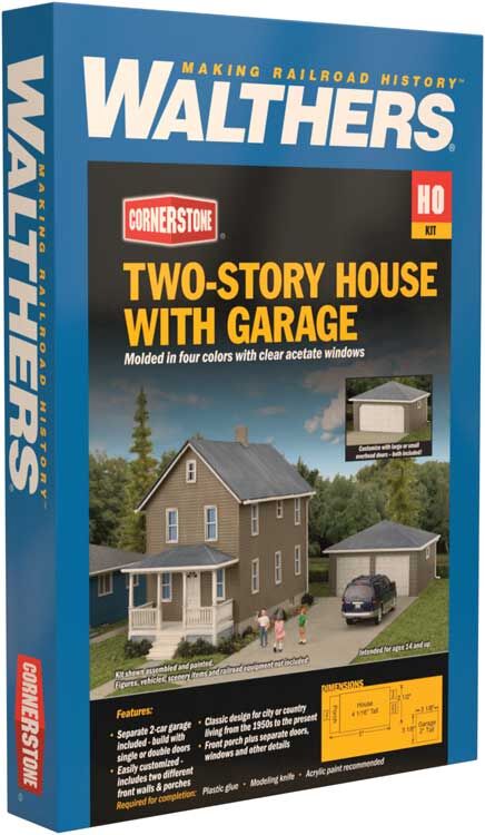 HO Two-Story House with Garage Kit