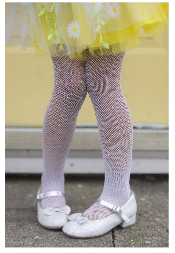 Rhinestone Tights White Size 3-8