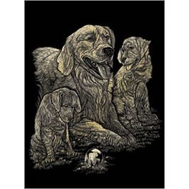 GOLD FOIL GOLDEN RETRIEVER & PUPPIES