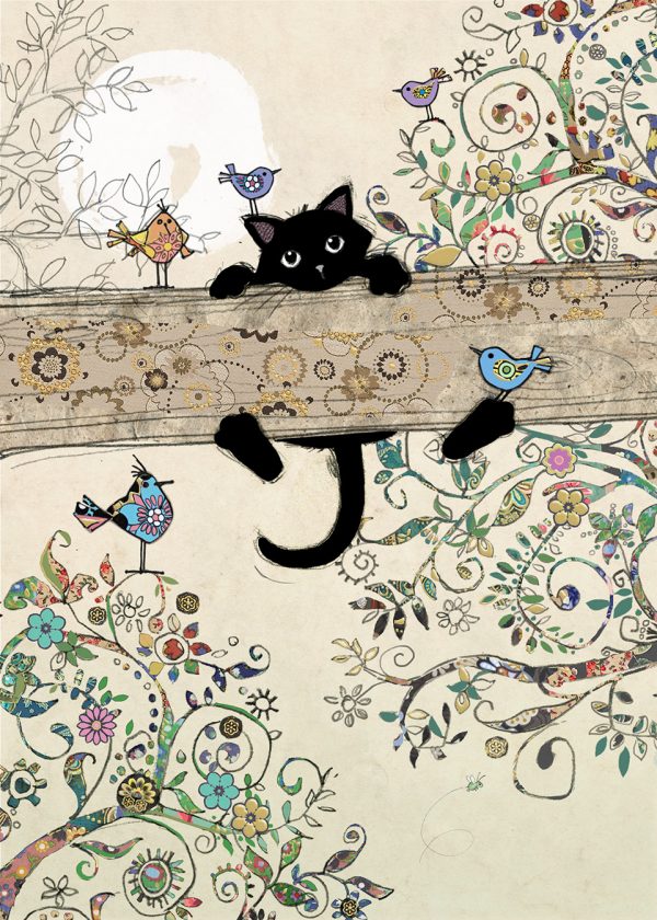 Black Inks Cat on a Branch Card