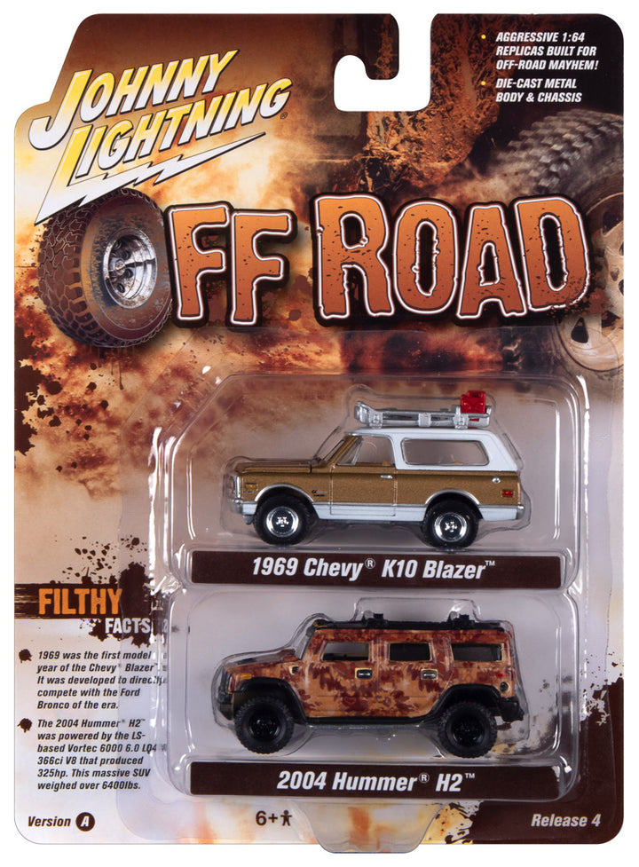 1969 Chevy K10 Blazer/2004 Hummer H2 - Off Road 2 pack - Johnny Lightning