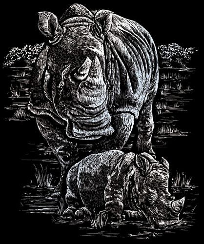 SILVER FOIL RHINO & BABY
