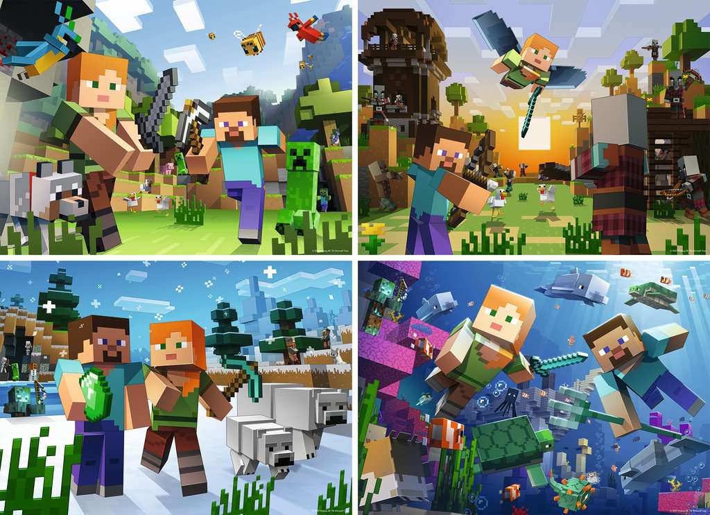 Minecraft Bumper Puzzle Pack 4X100pc