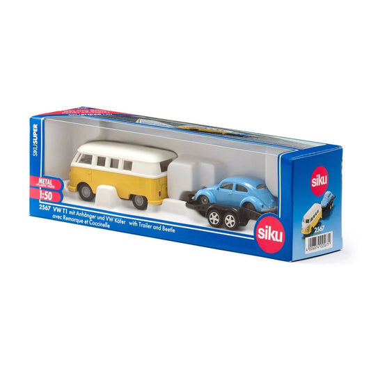 VW T1 with Trailer and Beetle 1/50