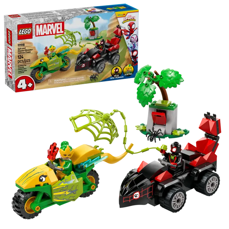 Marvel Spin and Electro Dinosaur Vehicle Chase