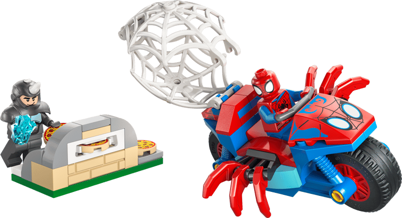 Marvel Spidey on his Motorcycle  vs. Rhino