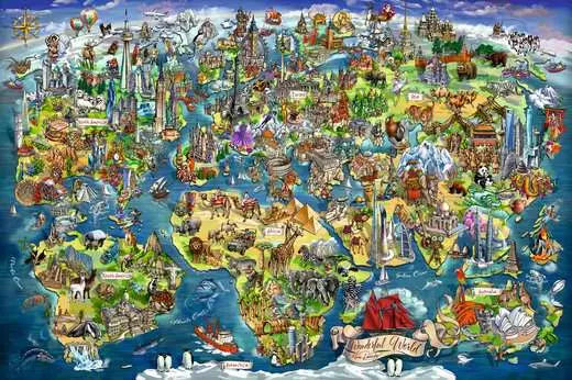 Illustrated World Map 5000pc jigsaw puzzle