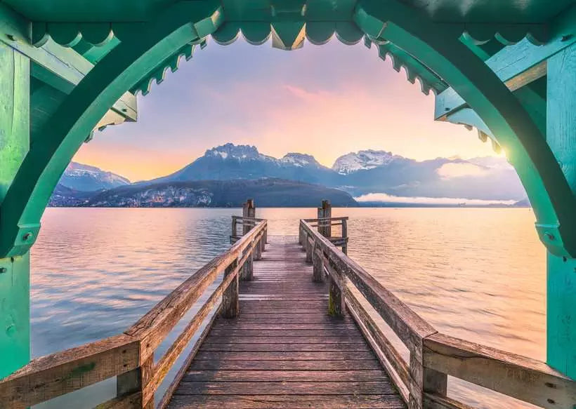 Footbridge at Lac d'Annecy 1000pc jigsaw puzzle