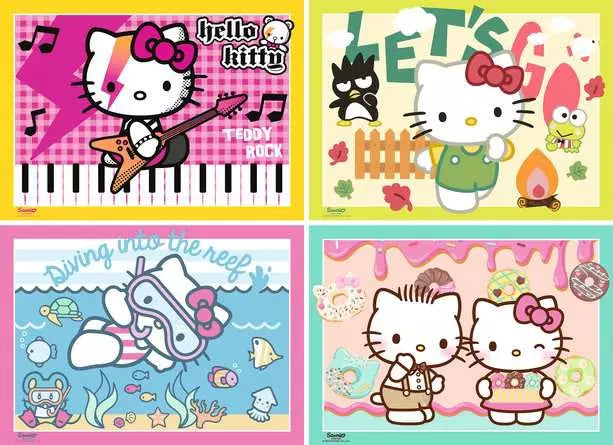 Let's Go, Hello Kitty! 4 x 100pc jigsaw puzzles
