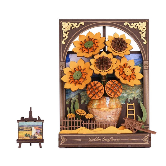 Artistic 3D Golden Sunflower