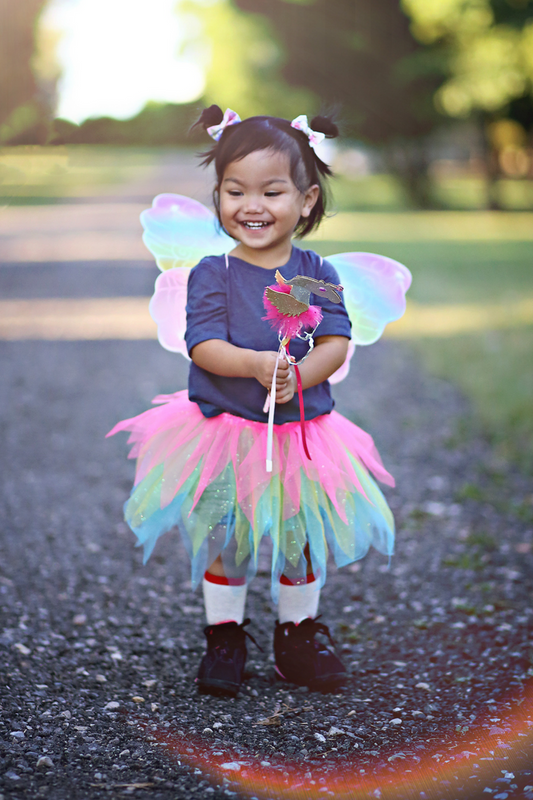 Neon Rainbow Skirt with Wings and Wand Size 4-6