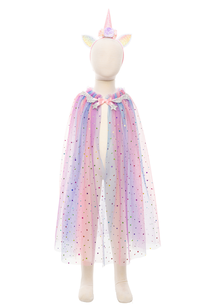 Rainbow Unicorn Cape with Headband Size 4-6